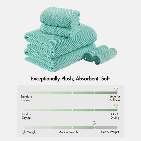 Unbanded 6-Piece Elegant Turquoise Texture 100% Cotton Quick Dry