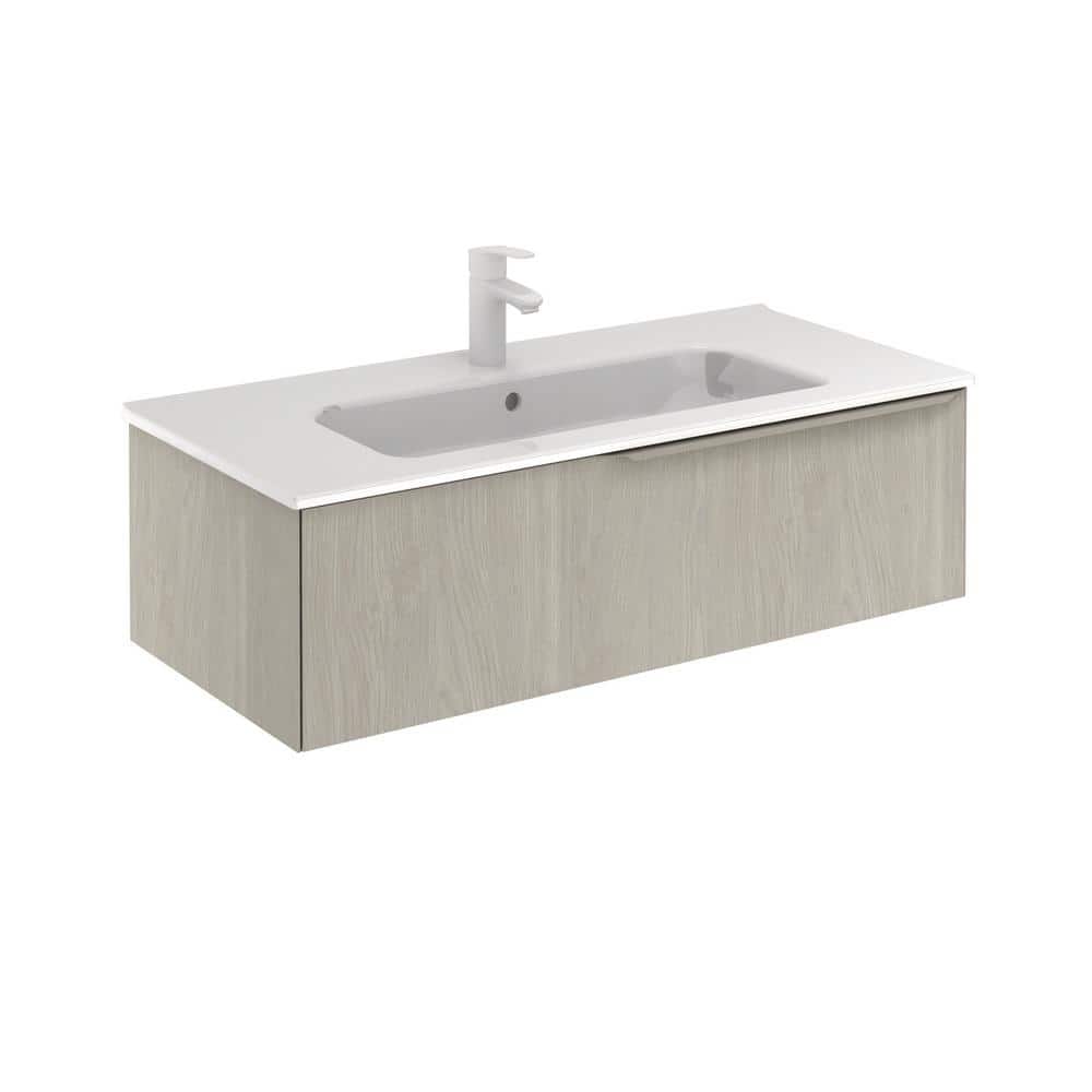 Mio 40 in. W x 18 in. D Bath Vanity One Drawer in White Oak with Vanity Top in White with White Basin price history on PriceWatchPro