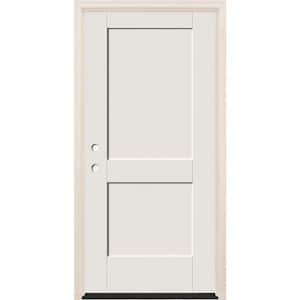 36 in. x 80 in. 2 Panel Right-Hand Unfinished Fiberglass Prehung Front Door with 4-9/16 in. Frame and Bronze Hinges