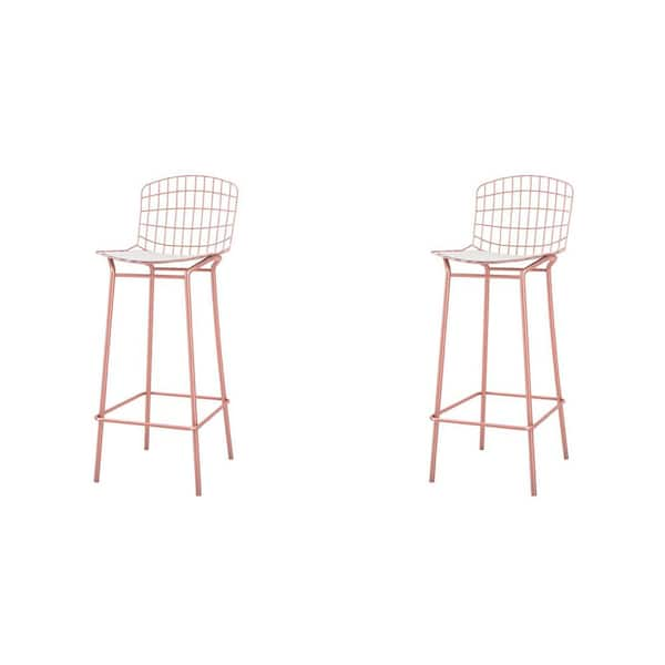 white and rose gold bar stools