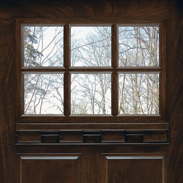 67.5 in.x81.625 in. 6 Lt Clear Craftsman Stained Chestnut Mahogany Left-Hand Fiberglass Prehung Front Door w/Sidelites 67.5 in.x81.625 in. 6 Lt Clear Craftsman Stained Chestnut Mahogany Left-Hand Fiberglass Prehung Front Door w/Sidelites