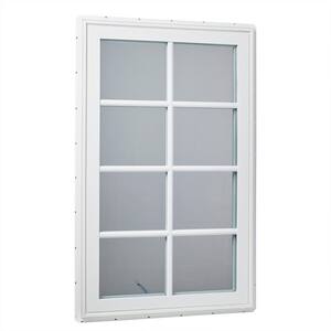 30 in. x 60 in. Right-Hand Vinyl Casement Window with SDL Outside Grids and Screen - White