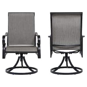 Metal Patio Swivel Dining Chairs Set of 2-Metal Outdoor Rocking Chair with Textilene Mesh Fabric