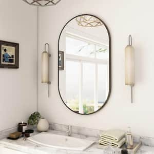 HOMLUX Oval Wall Mounted Mirror 20"x36" in Black