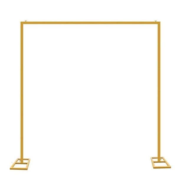 Justincity Wedding Arch Backdrop Stand 8 ft. Adjustable Gold Metal Frame Heavy Duty for Party Birthday Photobooth Decorations