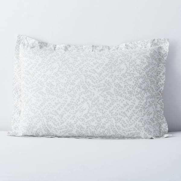 The Company Store Baby's Breath Pearl Gray Botanical 300-Thread Count Organic Cotton Percale Standard Sham