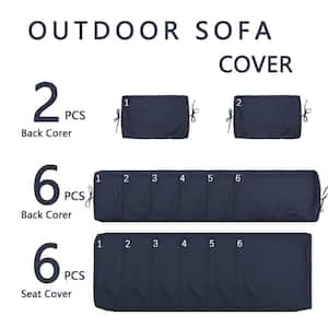 14-Piece Patio Cushion Covers Replacement with Zipper for Sectional Sofa Set, Slipcovers for Outdoor Cushions Navy Blue