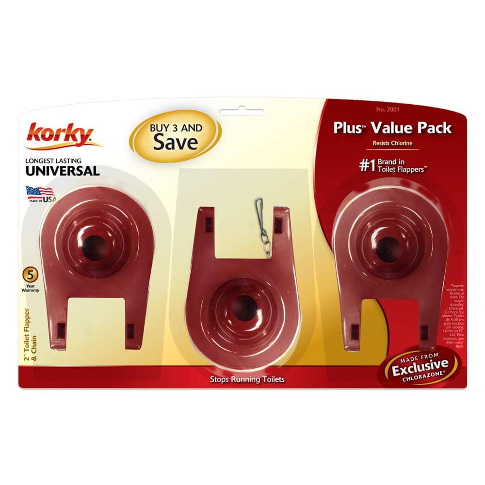 Korky Universal Red Rubber Toilet Flapper 3-Pack