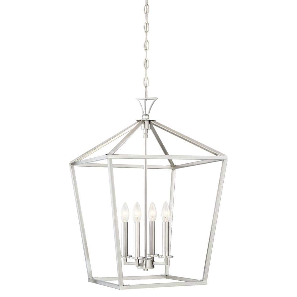 Townsend 17 in. W x 26 in. H 4-Light Satin Nickel Candlestick Metal Lantern Pendant Light price history on PriceWatchPro