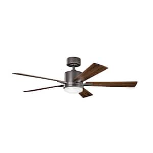 Lucian Elite 52 in. Indoor Olde Bronze Downrod Mount Ceiling Fan with Integrated LED with Wall Control Included