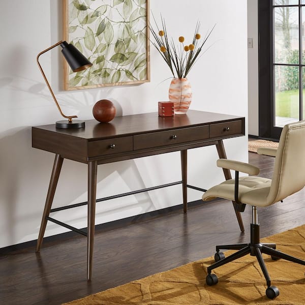 Walnut Wood 3-Drawer Writing Desk