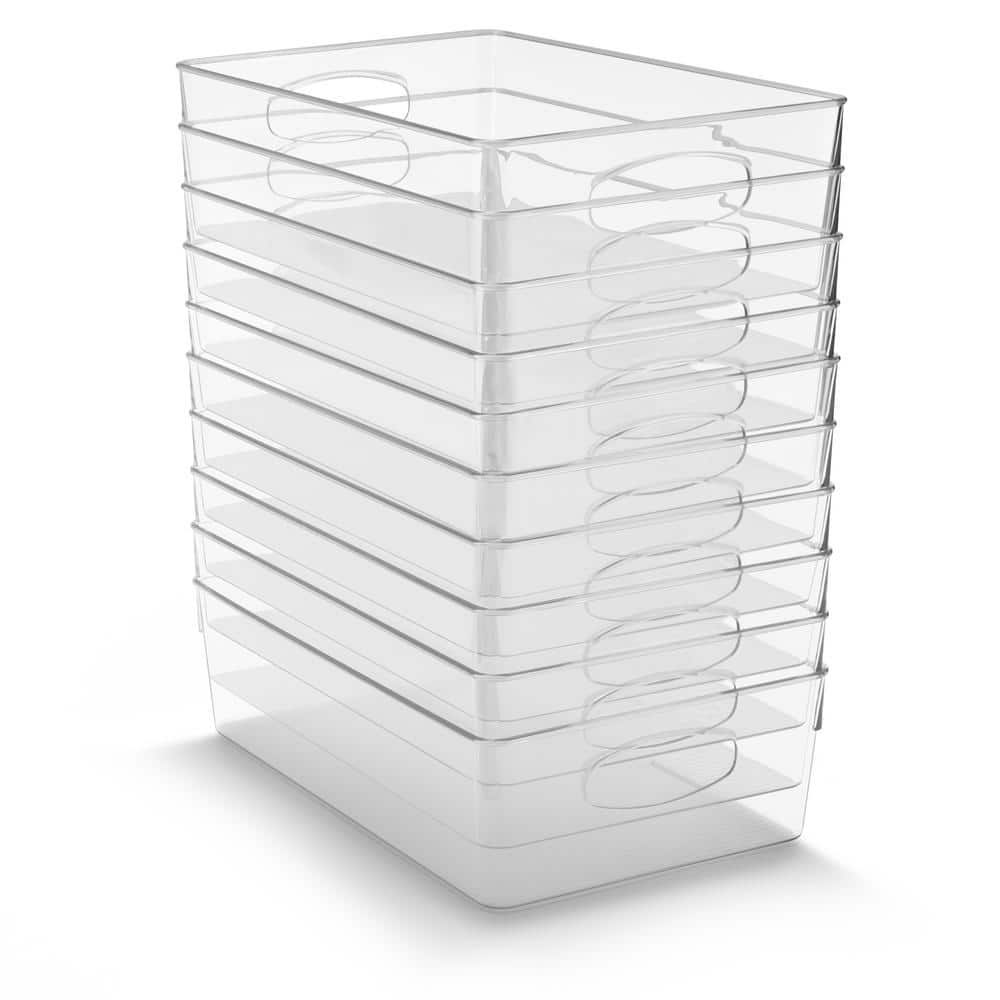 Extra Large Clear Plastic Storage Bins for Shelves with Handles-10-Pack XL 