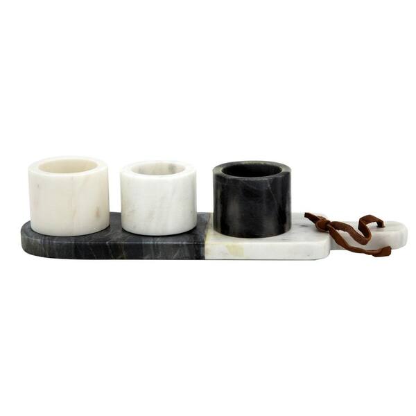 7oz Black & White Ceramic Floral Tree Spice Jars, Condiment Pots with –  MyGift
