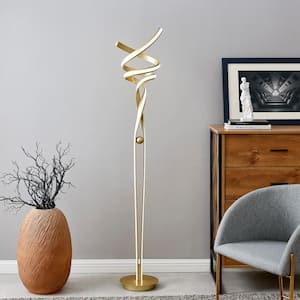 Munich 63 in. Gold LED Floor Lamp with Dimmable