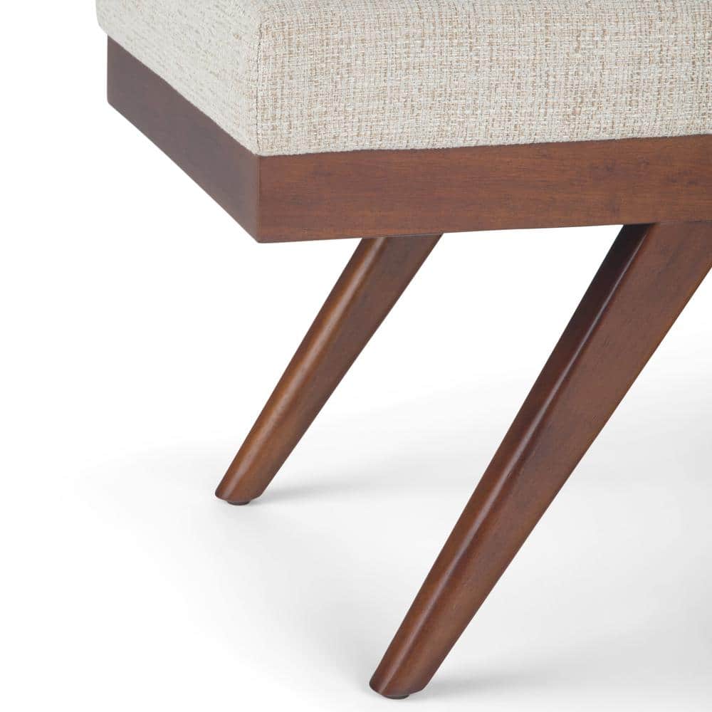 Chanelle Mid Century Platinum Tweed Ottoman Bench