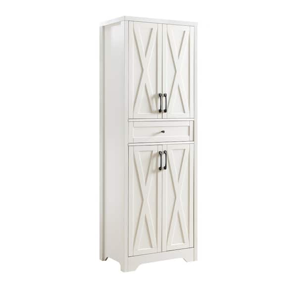 68 in. High White Multifunctional Sideboard-Storage for Home and Office (23.7 in. L x 15.0 in. W x 68 in. H)