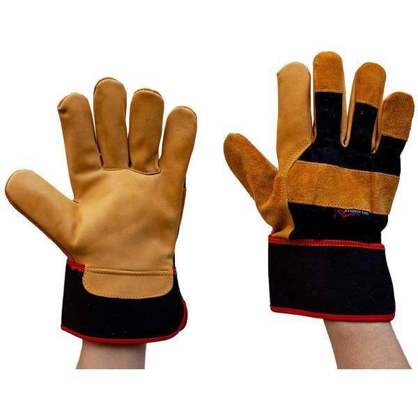 BISON LIFE Black, XGrip Camel Leather Work Gloves, Elastic