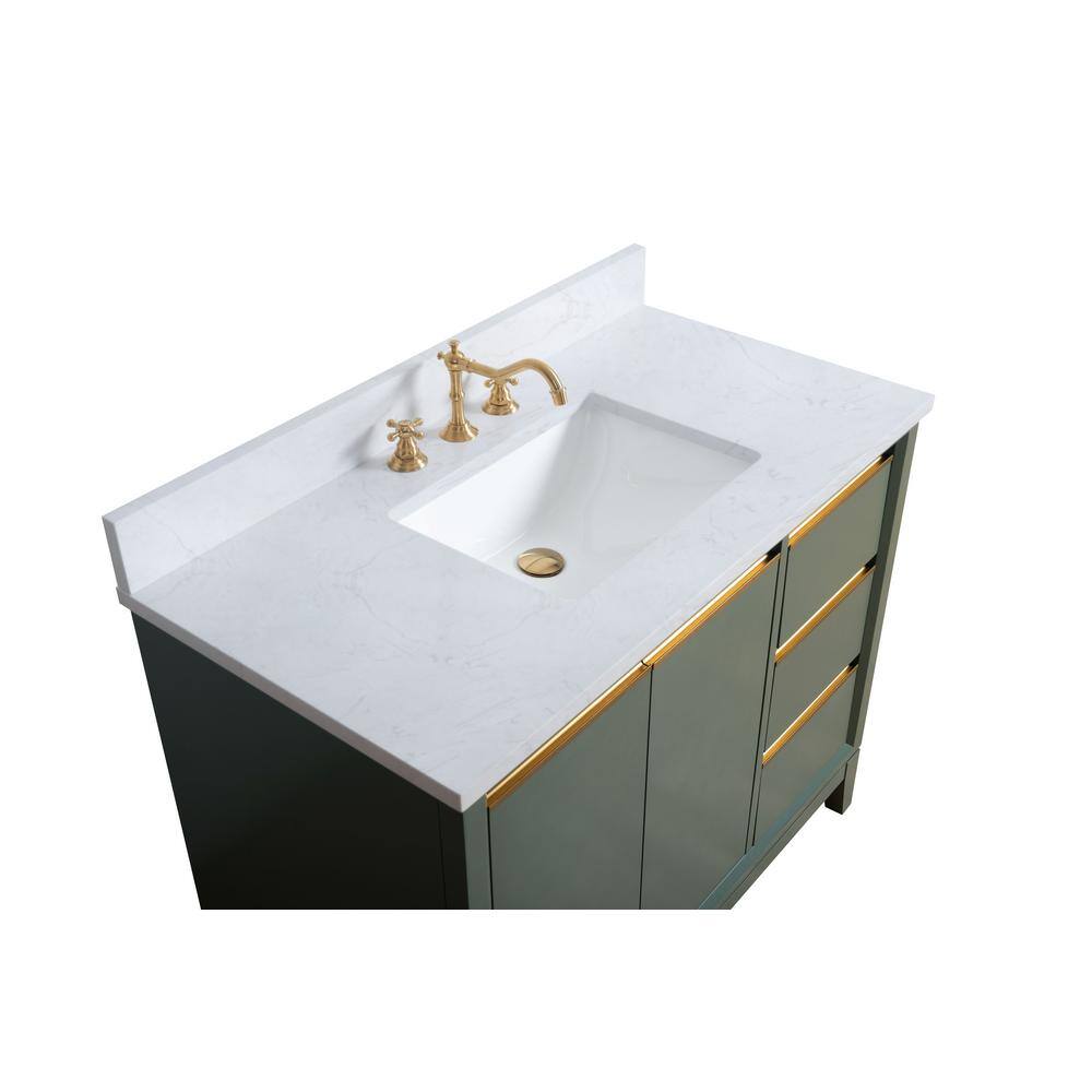 Vintage Green 42" Freestanding Bathroom Vanity with Marble Top