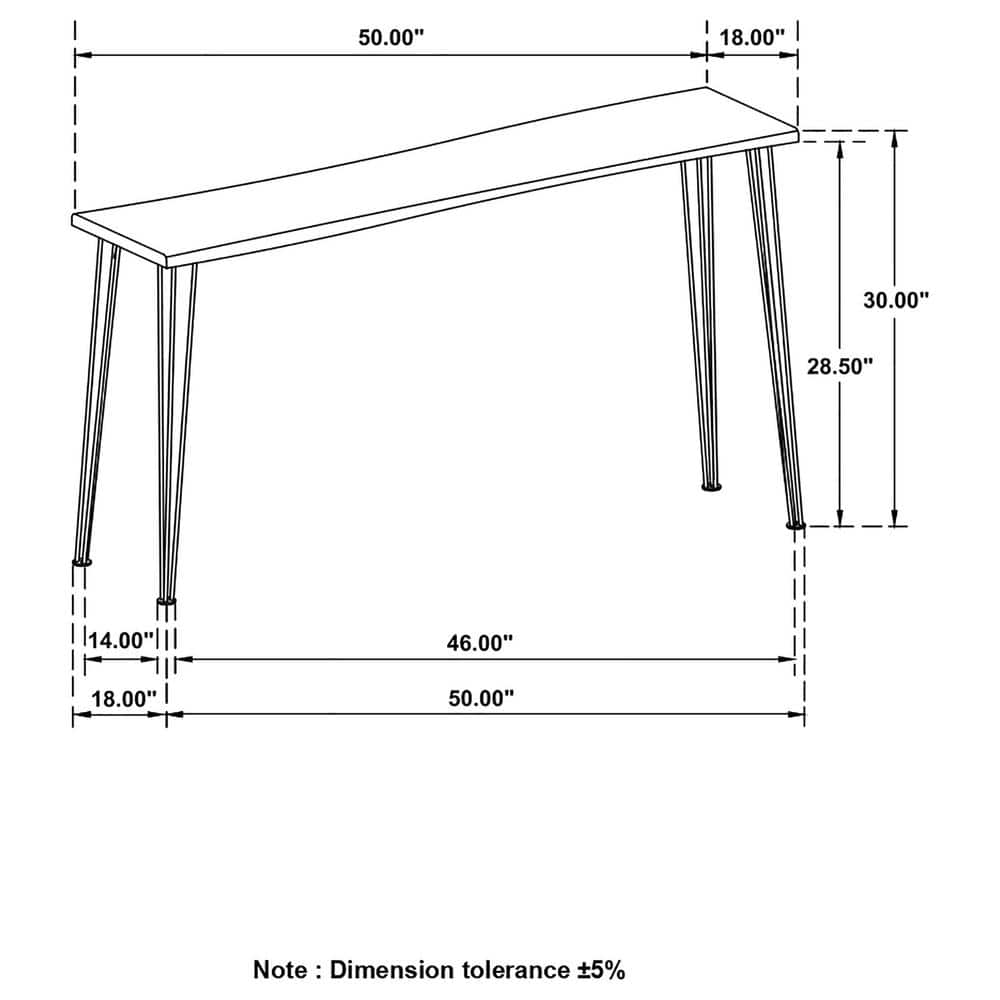 Natural Acacia Wood Sofa Table with Black Hairpin Legs