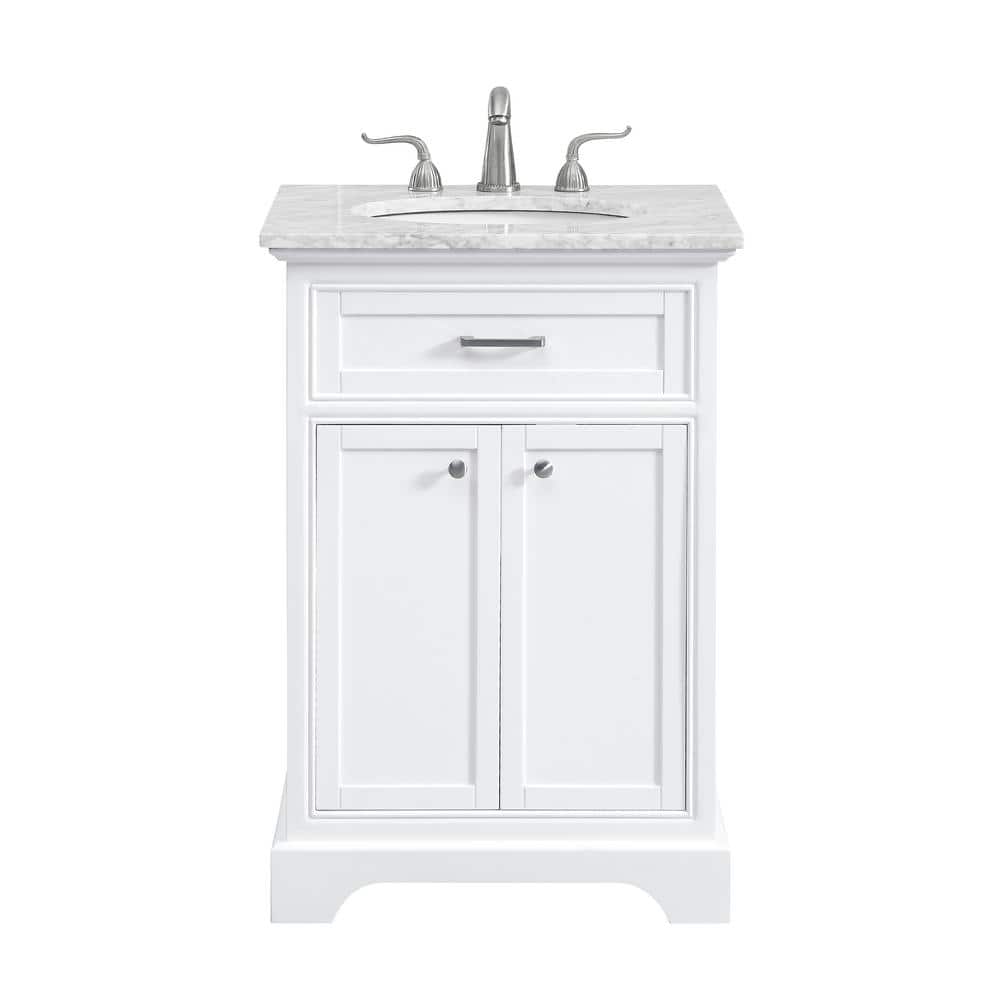 Timeless Home 24 in. W Single Bathroom Vanity in White with Vanity Top in W
