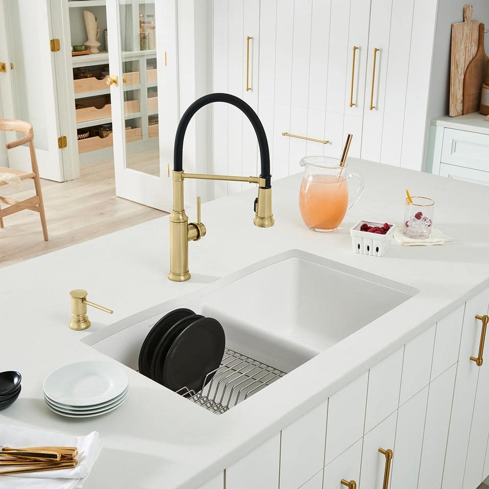 White Silgranit Double Basin Undermount Kitchen Sink