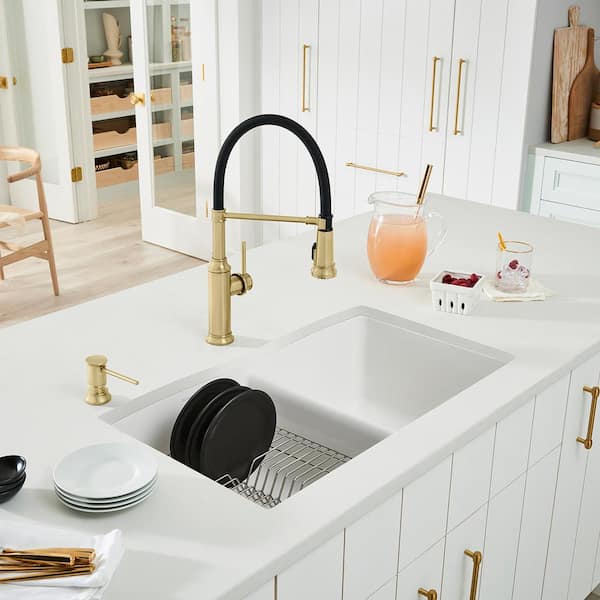 DIAMOND Undermount Granite Composite 32.06 in. 50/50 Double Bowl Kitchen Sink in White