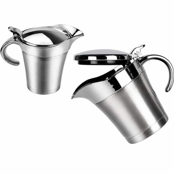 750ml Stainless Steel Double-Wall Insulated Sauce and Gravy Boat with Lid, Thermal Serving Pot for Unit