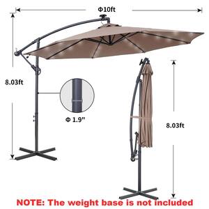10 ft. Cantilever Solar LED Offset Patio Umbrella in Taupe