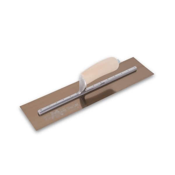 16 in. x 5 in. Golden Stainless Steel Curved Wood Handle Finishing Trowel