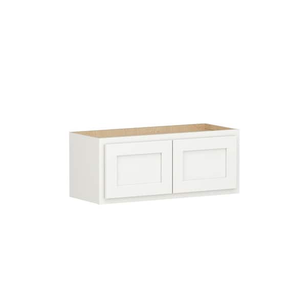 SIMPLY WOODMARK PRO Shaker Partial Overlay 30 in. W x 12 in. D x 12 in. H Plywood Assembled Wall Kitchen Cabinet in Linen White