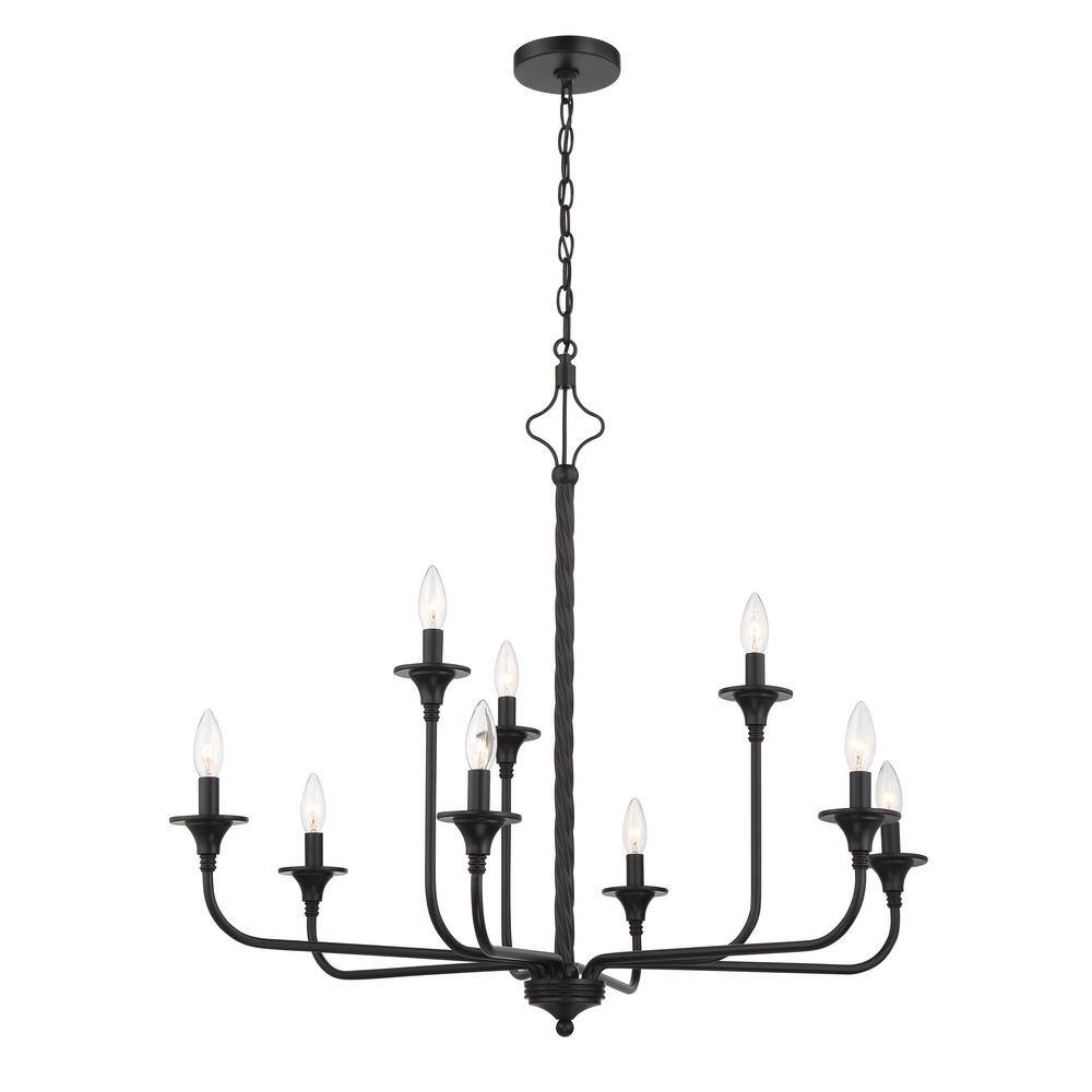 Flat Black 8-Light Candle Style Chandelier