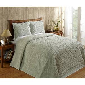 Rio Collection in Floral Design Sage King 100% Cotton Tufted Chenille Bedspread