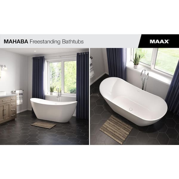 maaaa　ｂｋ、ｗｈｔ Shop MAAX Mahaba 29-in x 60-in White Acrylic Oval