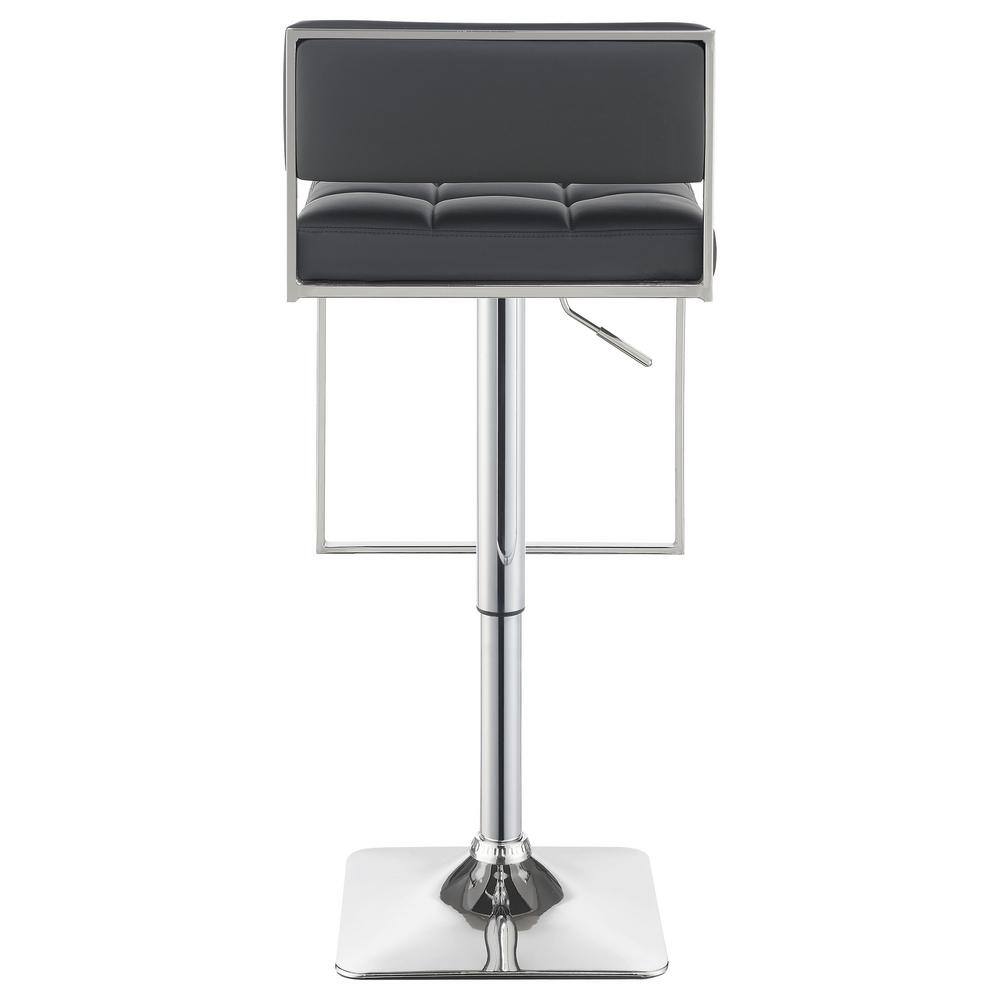 Gray Adjustable Faux Leather Bar Stool with Chrome Base
