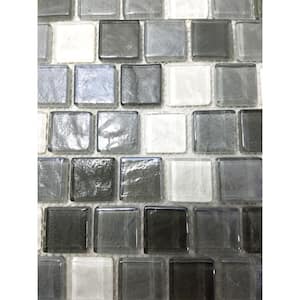 Geo Gray 12 in. x 12 in. Square Textured Glass Wall and Pool Mosaic Tile (1.68 Sq.ft./Case)