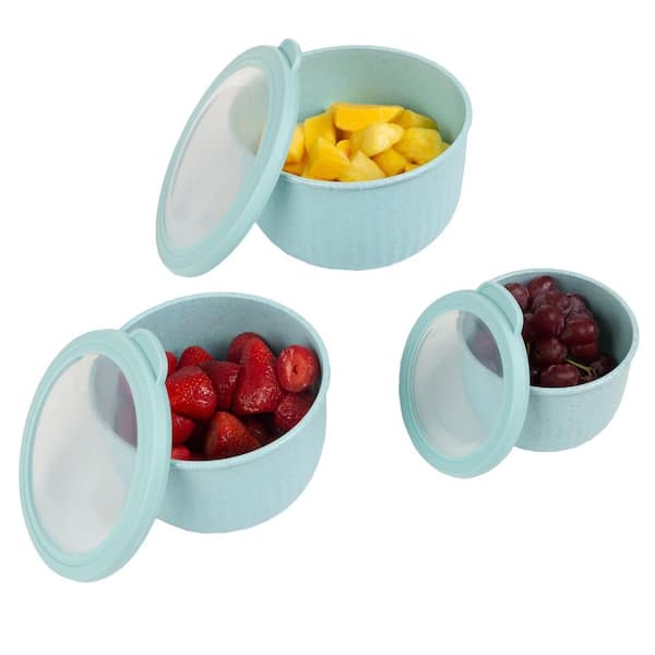 Classic Cuisine Teal 3-Piece Nesting Mixing Bowls with Lids Set