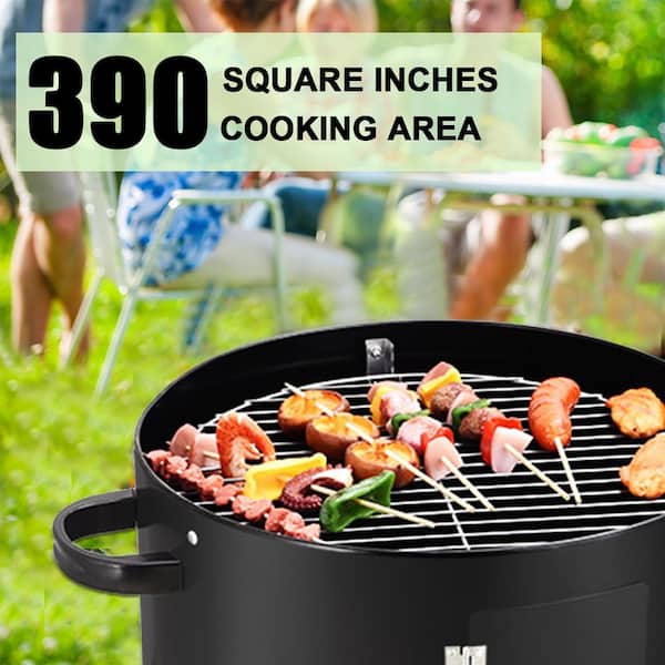 18In 3 in 1 Charcoal Vertical Smoker Grill BBQ Roaster Steel Barbecue Cooker 