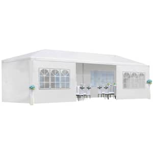 30 ft. x 10 ft. White Wedding Party Canopy Tent Outdoor Gazebo with 8 Removable Sidewalls