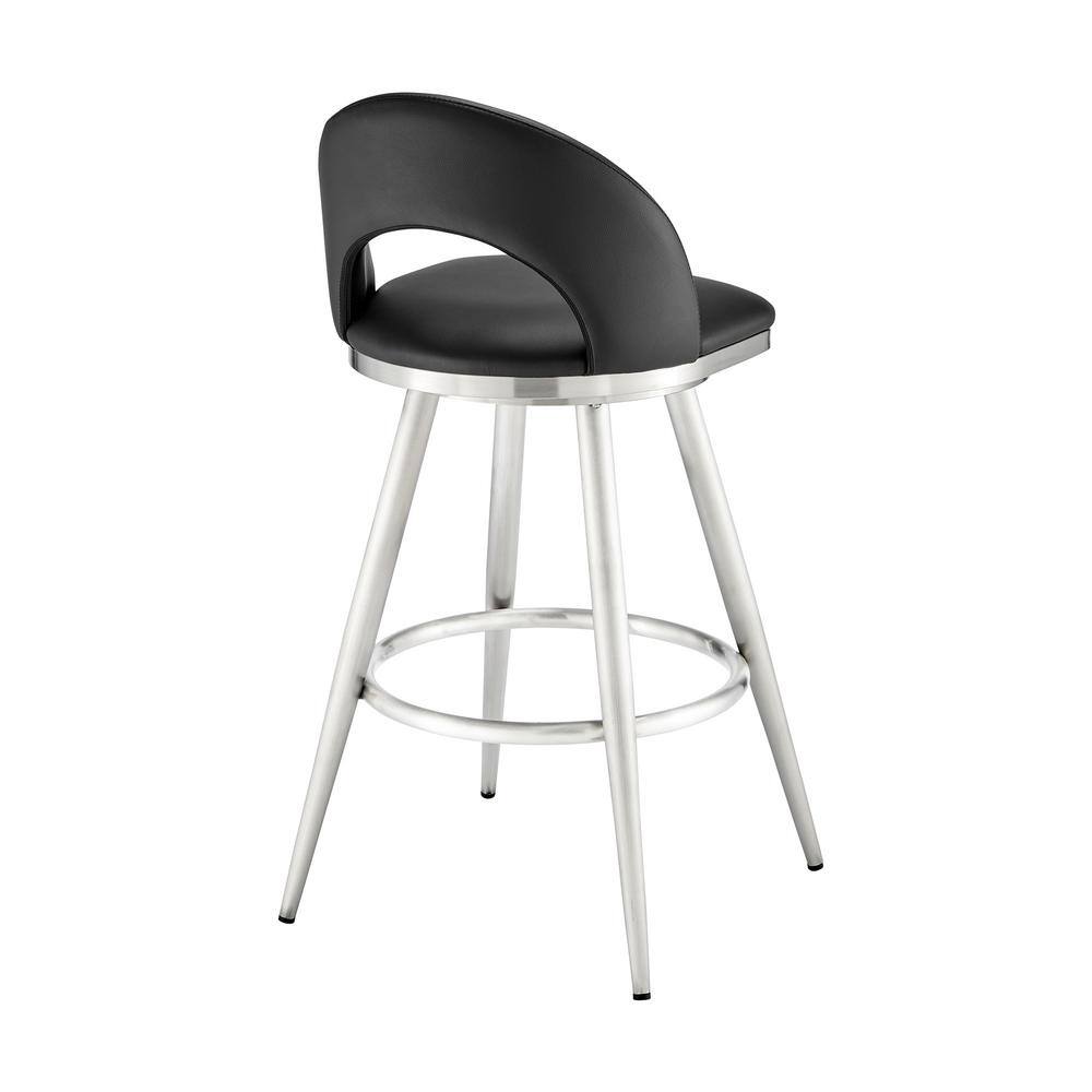 Charlotte 26" Black Faux Leather Swivel Counter Stool