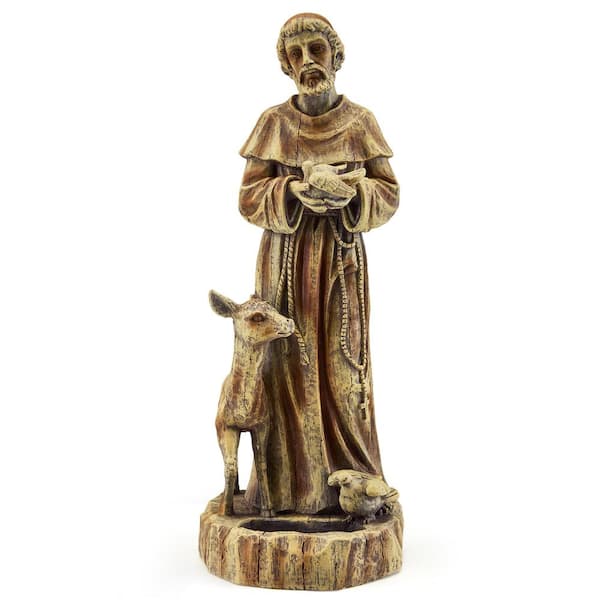 HOMMOW St. Francis Religious Garden Decor Statue, Natures Nurturer with Bird Feeder