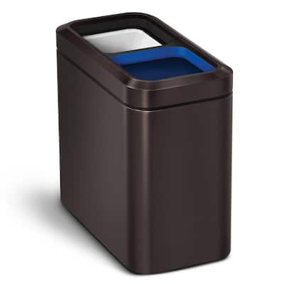 20-Liter Dark Bronze Stainless Steel Slim Open Top Recycling Trash Can