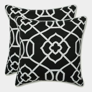 Black Square Outdoor Square Throw Pillow 2-Pack