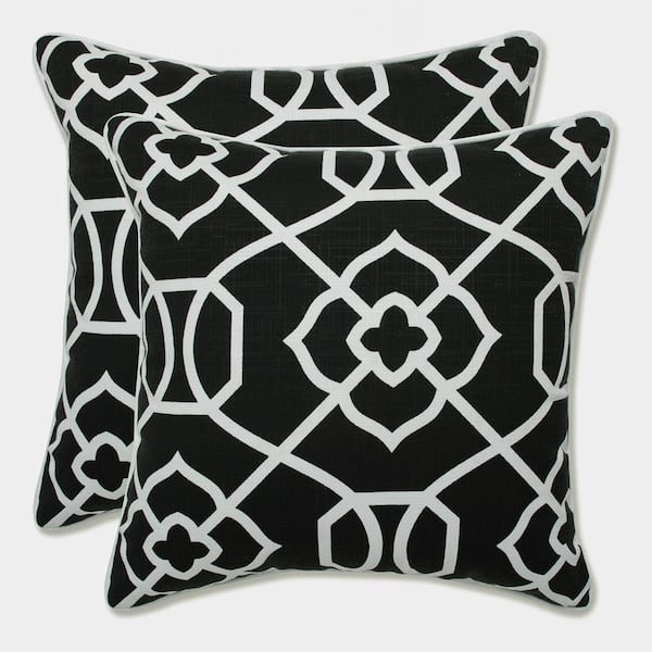 Pillow Perfect Black Square Outdoor Square Throw Pillow 2-Pack