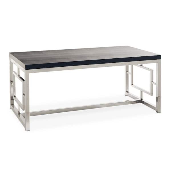 Picket House Furnishings Harper 48 in. Chrome Large Rectangle Wood Coffee Table