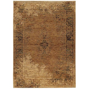 Aurora Gold/Brown 5 ft. x 7 ft. Distressed Area Rug
