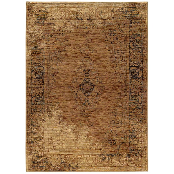 AVERLEY HOME Aurora Gold/Brown 10 ft. x 13 ft. Distressed Area Rug 003667 - The Home Depot