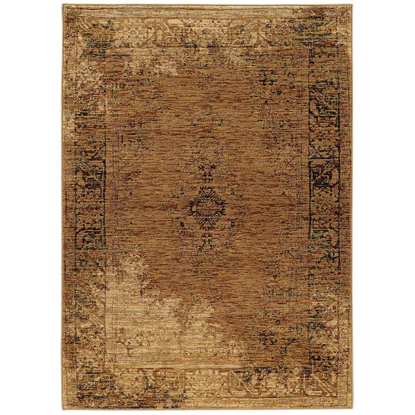 AVERLEY HOME Aurora Gold/Brown 8 ft. x 10 ft. Distressed Area Rug
