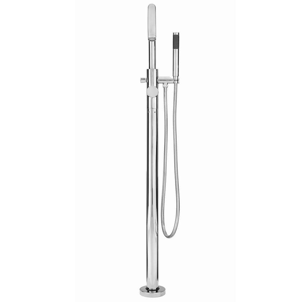 Polished Chrome Freestanding Tub Filler with Hand Shower