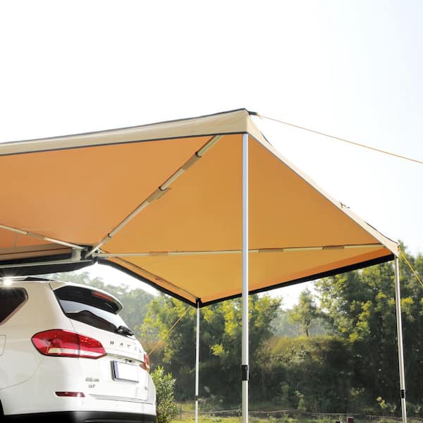 270° Vehicle Awning, 8.2 ft. Height Retractable Car Side Awning, PU3000 mm UV50+ with Waterproof Storage Bag