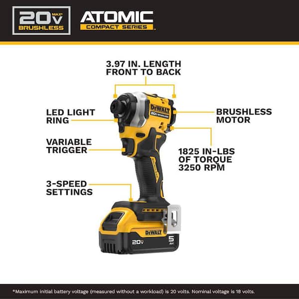 DEWALT ATOMIC 20V MAX Lithium-Ion Cordless Impact Driver Kit AND